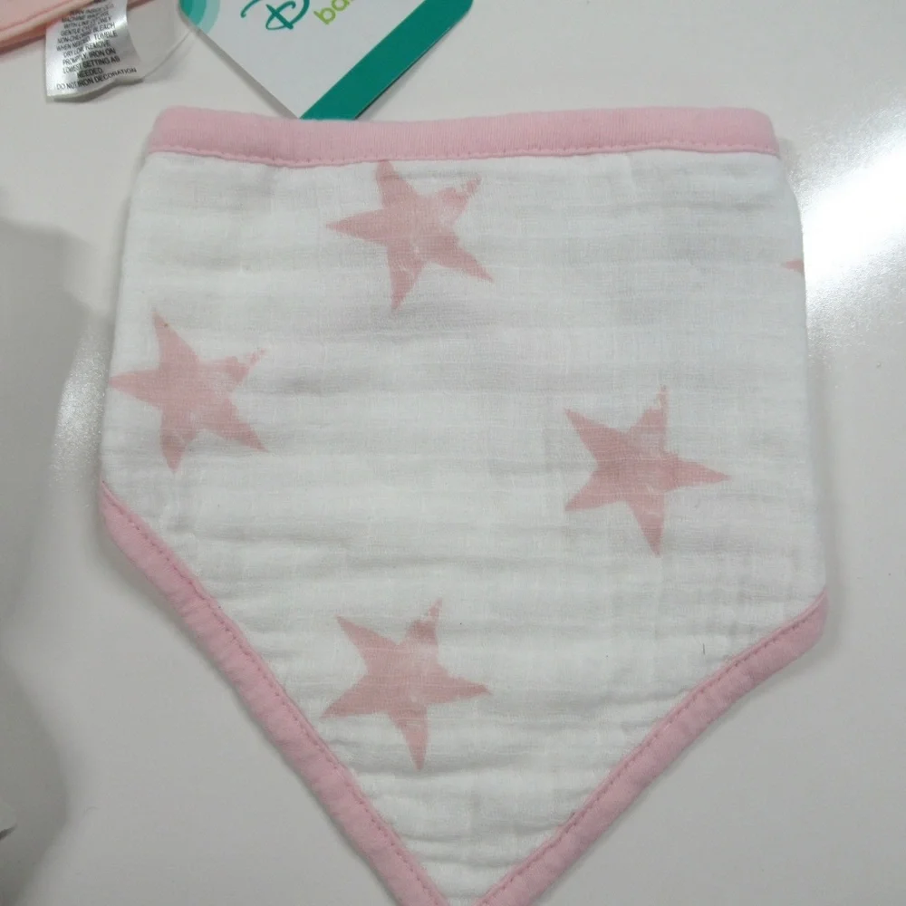 Baby Girl Muslin Blankets and Bandana Bib 6pc Lot